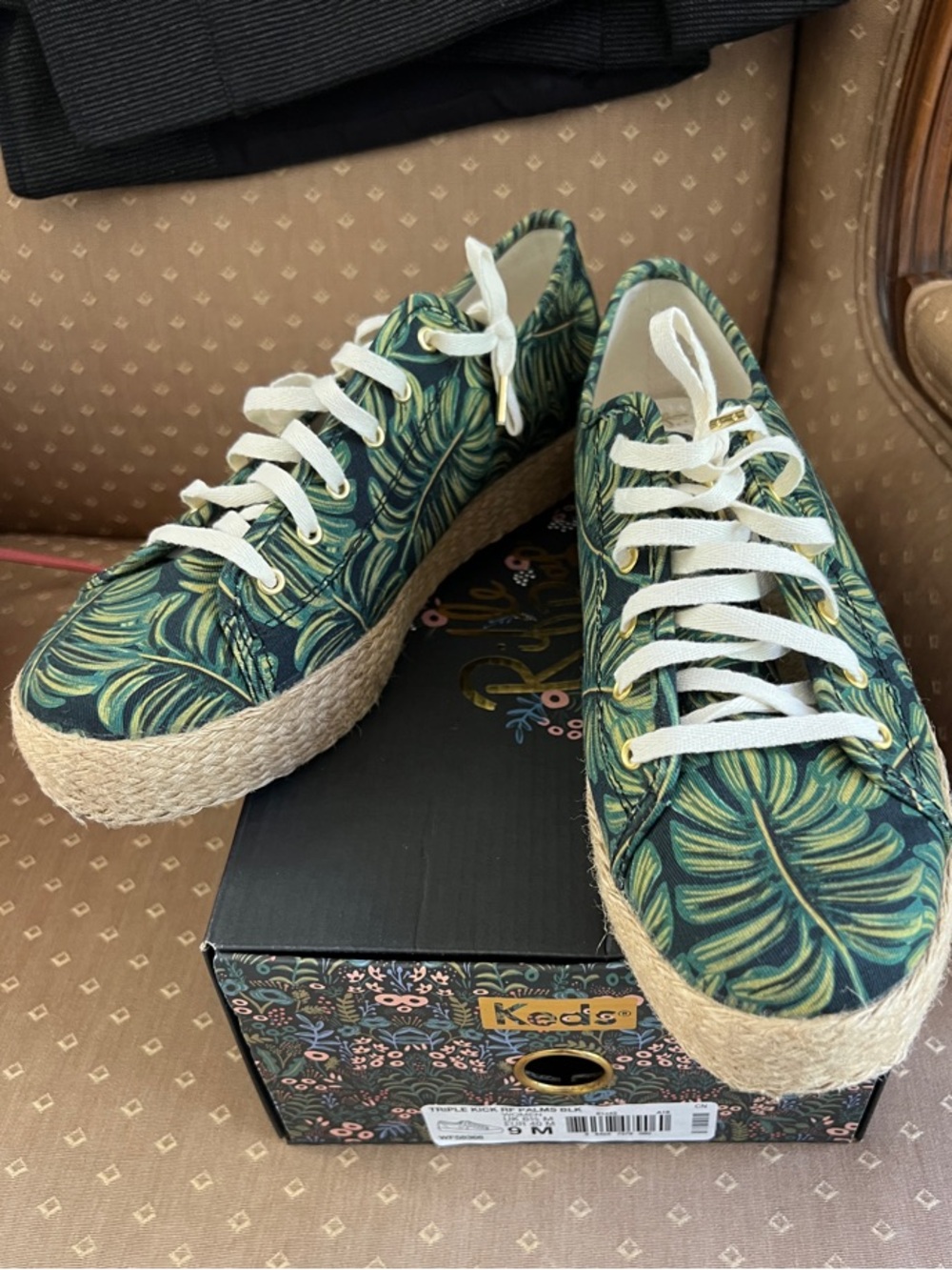 Keds x Rifle Paper Triple Kick Tropical Palms Espadrille Platform Sneakers 9